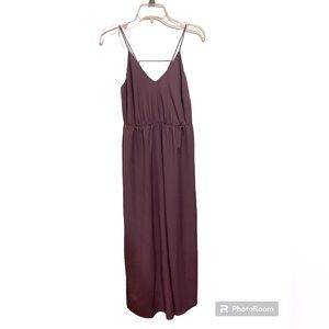 Beautiful LOFT dark purple eggplant spaghetti strap dress. Elastic waist, vneck